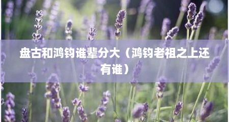 盘古和鸿钧谁辈分大（鸿钧老祖之上还有谁）