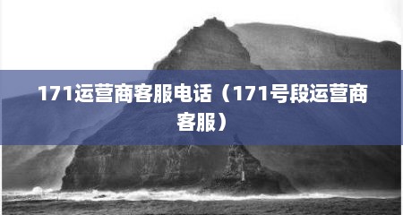 171运营商客服电话（171号段运营商客服）