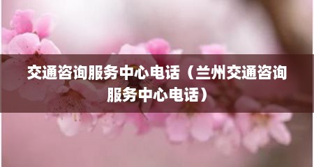 交通咨询服务中心电话（兰州交通咨询服务中心电话）