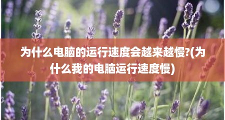 为什么电脑的运行速度会越来越慢?(为什么我的电脑运行速度慢)