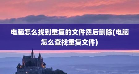电脑怎么找到重复的文件然后删除(电脑怎么查找重复文件)