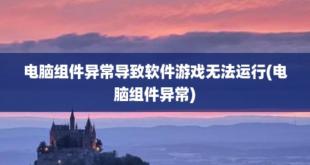 电脑组件异常导致软件游戏无法运行(电脑组件异常)