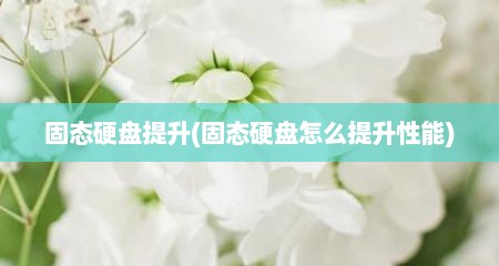 固态硬盘提升(固态硬盘怎么提升性能)