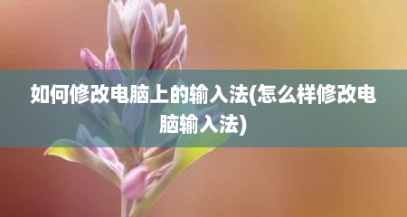 如何修改电脑上的输入法(怎么样修改电脑输入法)