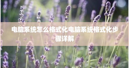 电脑系统怎么格式化电脑系统格式化步骤详解