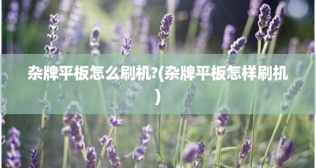 杂牌平板怎么刷机?(杂牌平板怎样刷机)