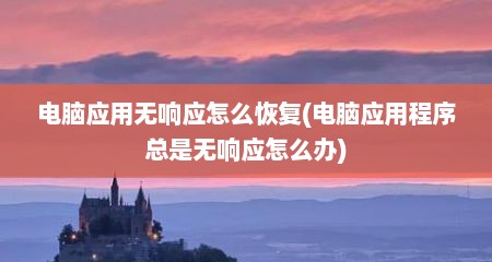 电脑应用无响应怎么恢复(电脑应用程序总是无响应怎么办)