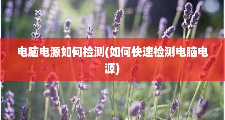电脑电源如何检测(如何快速检测电脑电源)