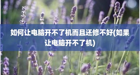 如何让电脑开不了机而且还修不好(如果让电脑开不了机)