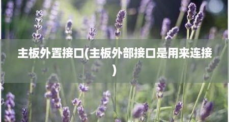 主板外置接口(主板外部接口是用来连接)