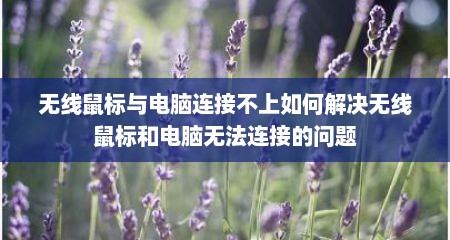 无线鼠标与电脑连接不上如何解决无线鼠标和电脑无法连接的问题