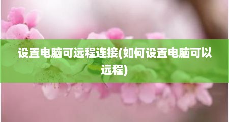 设置电脑可远程连接(如何设置电脑可以远程)