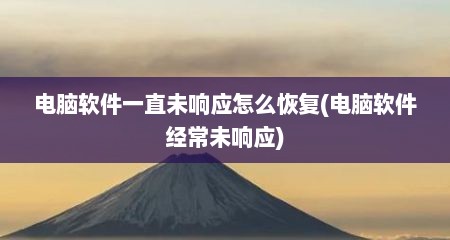电脑软件一直未响应怎么恢复(电脑软件经常未响应)