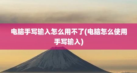 电脑手写输入怎么用不了(电脑怎么使用手写输入)