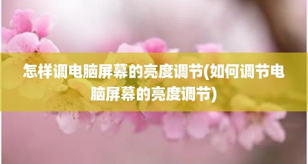 怎样调电脑屏幕的亮度调节(如何调节电脑屏幕的亮度调节)