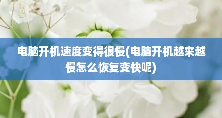 电脑开机速度变得很慢(电脑开机越来越慢怎么恢复变快呢)