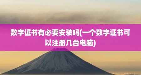 数字证书有必要安装吗(一个数字证书可以注册几台电脑)