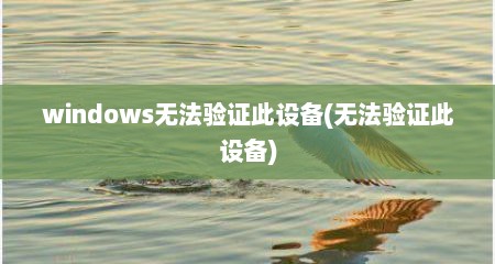 windows无法验证此设备(无法验证此设备)