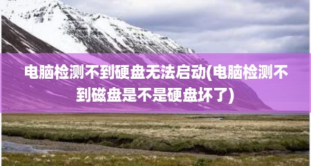 电脑检测不到硬盘无法启动(电脑检测不到磁盘是不是硬盘坏了)