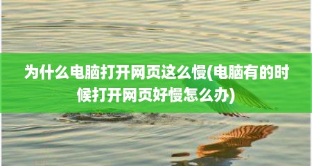 为什么电脑打开网页这么慢(电脑有的时候打开网页好慢怎么办)