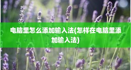 电脑里怎么添加输入法(怎样在电脑里添加输入法)