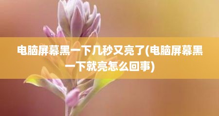 电脑屏幕黑一下几秒又亮了(电脑屏幕黑一下就亮怎么回事)