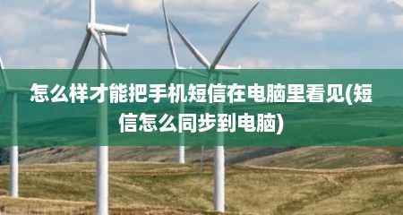 怎么样才能把手机短信在电脑里看见(短信怎么同步到电脑)