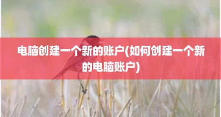 电脑创建一个新的账户(如何创建一个新的电脑账户)