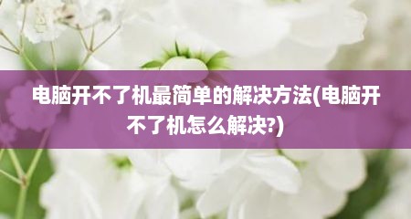 电脑开不了机最简单的解决方法(电脑开不了机怎么解决?)