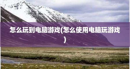 怎么玩到电脑游戏(怎么使用电脑玩游戏)