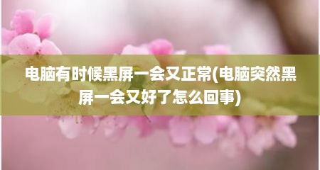 电脑有时候黑屏一会又正常(电脑突然黑屏一会又好了怎么回事)