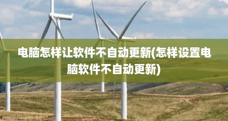 电脑怎样让软件不自动更新(怎样设置电脑软件不自动更新)