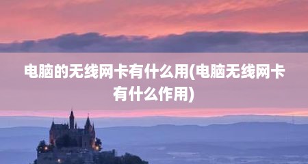电脑的无线网卡有什么用(电脑无线网卡有什么作用)