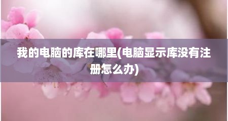 我的电脑的库在哪里(电脑显示库没有注册怎么办)