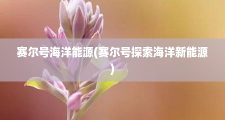 赛尔号海洋能源(赛尔号探索海洋新能源)
