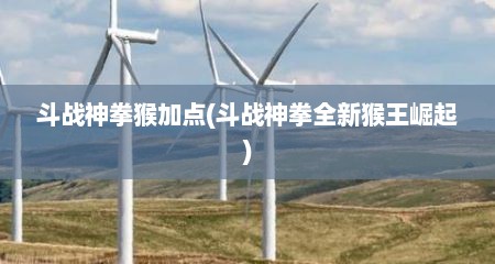 斗战神拳猴加点(斗战神拳全新猴王崛起)