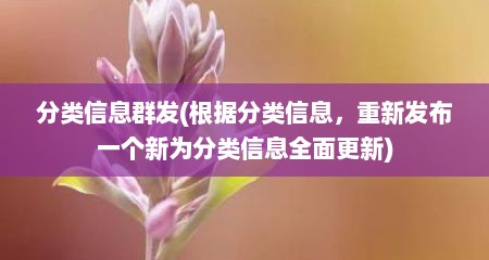 分类信息群发(根据分类信息，重新发布一个新为分类信息全面更新)