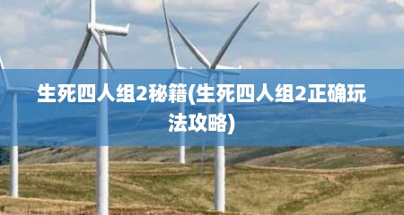 生死四人组2秘籍(生死四人组2正确玩法攻略)