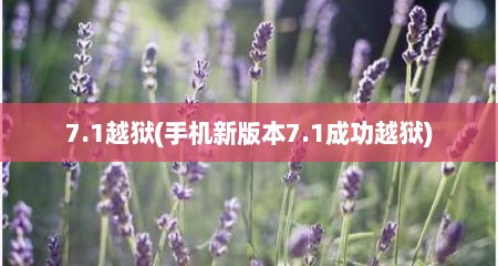 7.1越狱(手机新版本7.1成功越狱)