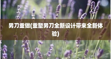 男刀重做(重塑男刀全新设计带来全新体验)