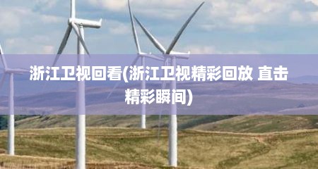 浙江卫视回看(浙江卫视精彩回放 直击精彩瞬间)