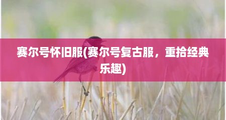 赛尔号怀旧服(赛尔号复古服，重拾经典乐趣)