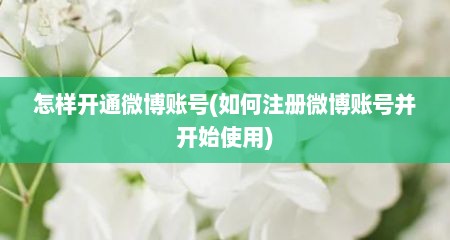 怎样开通微博账号(如何注册微博账号并开始使用)