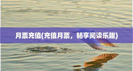 月票充值(充值月票，畅享阅读乐趣)