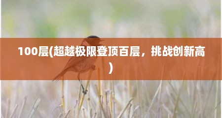 100层(超越极限登顶百层，挑战创新高)