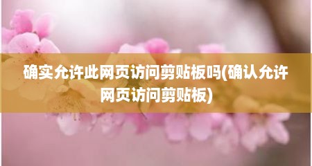 确实允许此网页访问剪贴板吗(确认允许网页访问剪贴板)