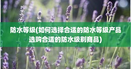 防水等级(如何选择合适的防水等级产品选购合适的防水级别商品)