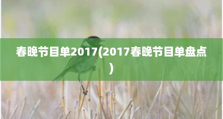 春晚节目单2017(2017春晚节目单盘点)