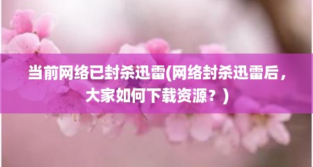 当前网络已封杀迅雷(网络封杀迅雷后，大家如何下载资源？)