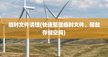 临时文件清理(快速整理临时文件，释放存储空间)